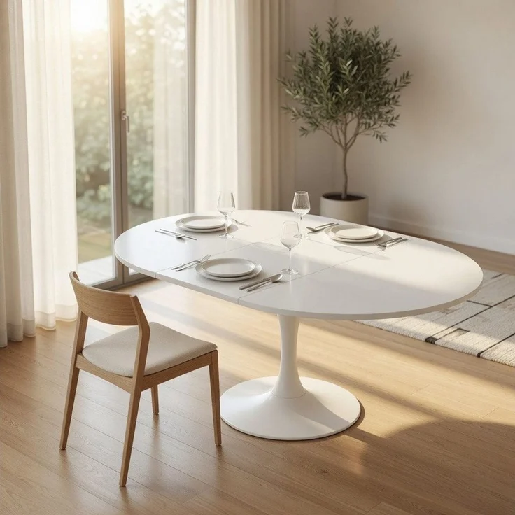 PEALOV Esstisch Ausziehbarer Küchentisch 100–130 × 80 cm für 4–6 Personen (1-St), Platzsparender Wohnzimmertisch mit Teleskopschiene und Metallbeinen – Bild 1