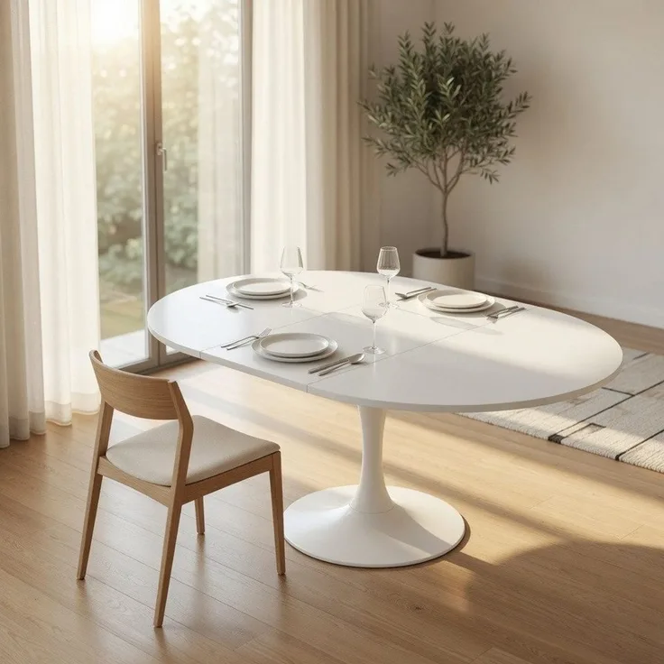 PEALOV Esstisch Ausziehbarer Küchentisch 100–130 × 80 cm für 4–6 Personen (1-St), Platzsparender Wohnzimmertisch mit Teleskopschiene und Metallbeinen