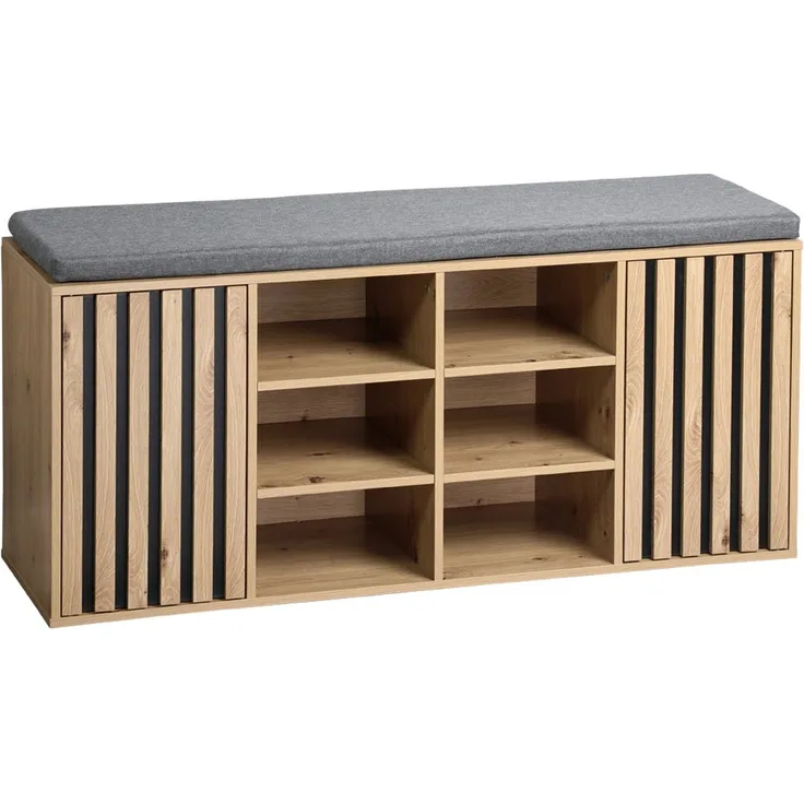 KESPER 1594713 Schuhschrank mit Sitzkissen, braun, Spanplatte FSC, 103 x 29,5 x 48 cm