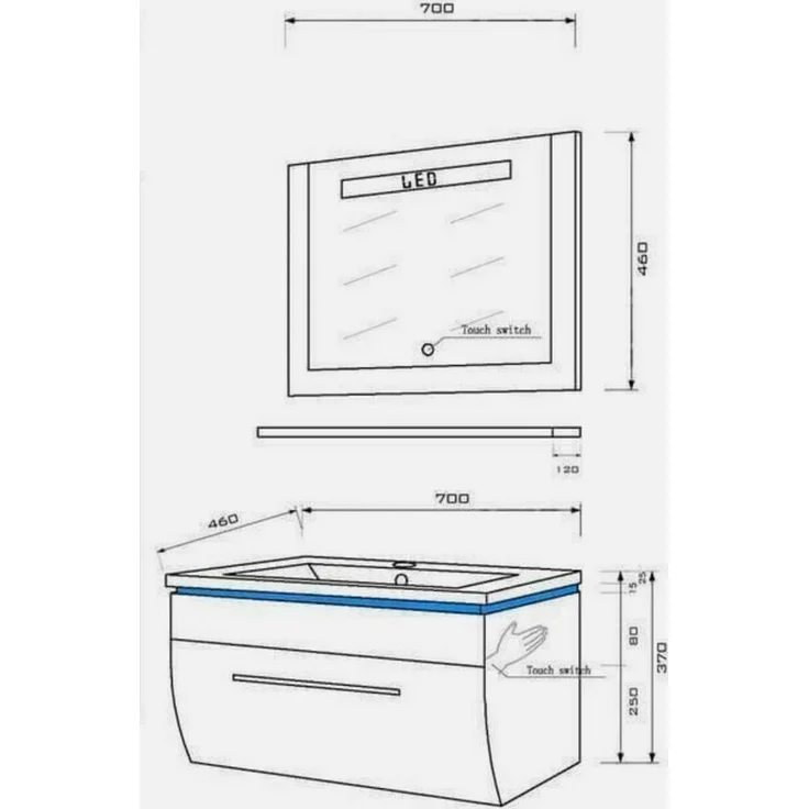 Homeline Badmöbel-Set Badmöbel Set Weiß Hochglanz lackiert LED System tauschsystem, (Komplette Set ohne wasch dich Armatur und Ablaufgarnitur, 4-St, Set Angebot), Hochglanz lackiert tauschsystem inklusiv LED – Bild 2