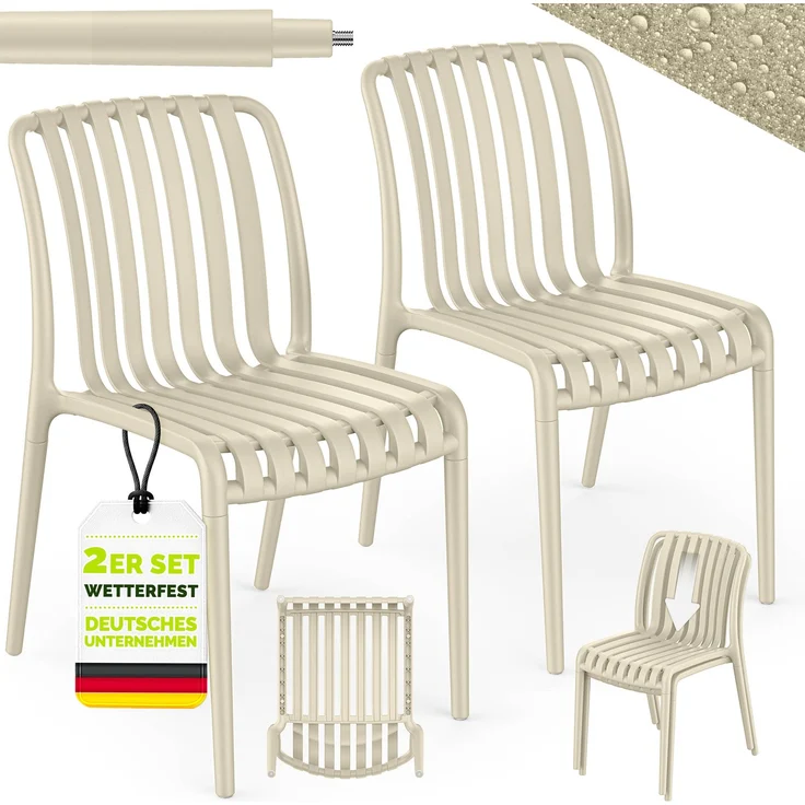 tillvex® Gartenstühle 2er Set Stapelbar Wetterfest | Outdoor Stühle bis 120kg belastbar | Gartenstühle Outdoor | Terrassenstuhl Gartenmöbel Balkon Garten Terrasse – Bild 6