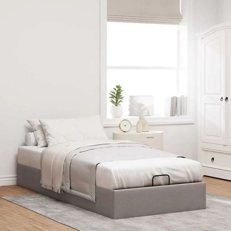 vidaXL Ottoman-Bett ohne Matratze Taupe 100x200 cm Stoff 3310858 – Bild 2