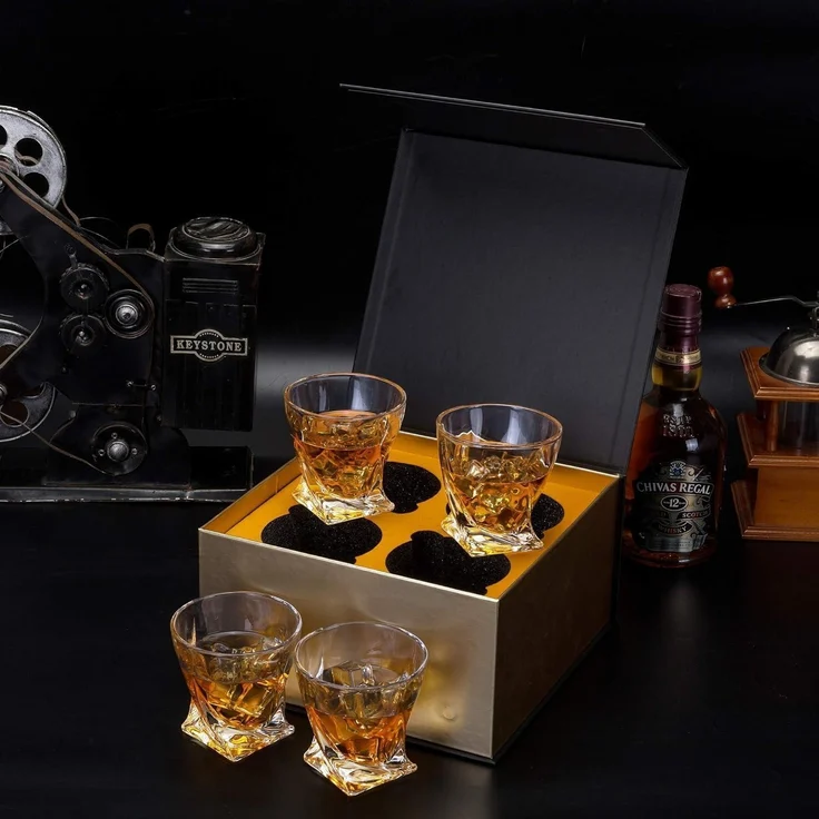 Whiskey Gläser Set Kristallglas 300ml 4-teilig Geschenk Box Brillante – Bild 2
