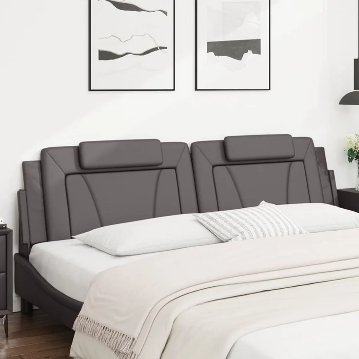 vidaXL Bett Kopfteil-Kissen "Viana" Grau 200 cm Kunstleder (1-tlg) – Bild 3