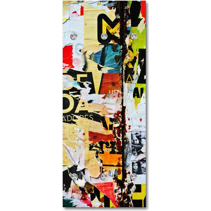 Queence Garderobe - "Ronka" Druck auf hochwertigem Arcylglas inkl. Edelstahlhaken und Aufhängung, Format: 50x120cm