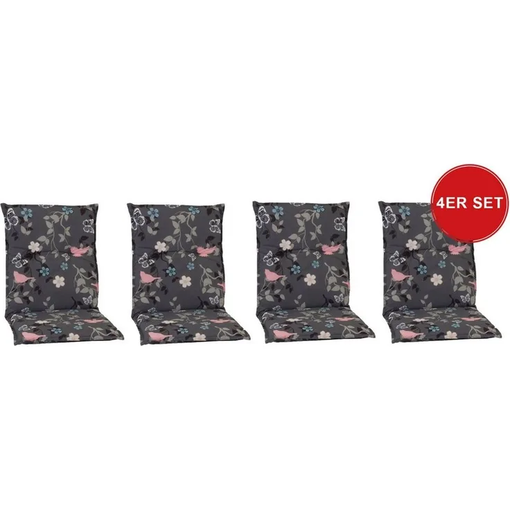 beo Polsterauflage Gartenstuhlauflage Niedriglehner, Sitzkissen Outdoor, wetterfest, (Spar-Set, 4 Auflagen), Niederlehner, Stuhlkissen, Sitzauflage, wasserabweisend, atmungsaktiv