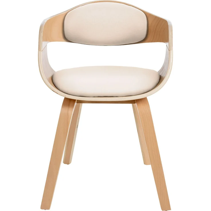 DELUKE® Besucherstuhl LONDON - 73x49x46cm, Natur/Creme Kunstleder Holz Gestell Konferenzstuhl Wartezimmerstuhl – Bild 3