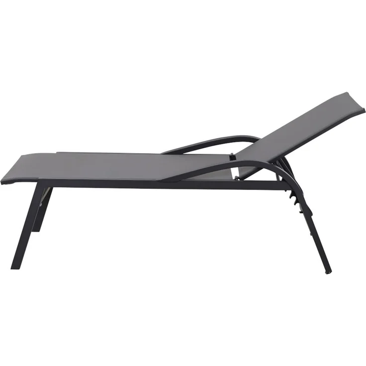 Siena Garden Milos Rollliege Aluminium anthrazit mit Textilbezug schwarz-silber H16694 Sonnenliege – Bild 8