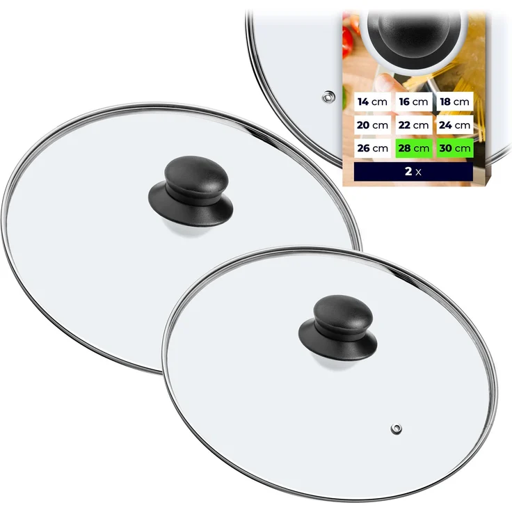 KADAX Glasdeckel für Topf und Bratpfanne 28 cm + 30 cm – Bild 1