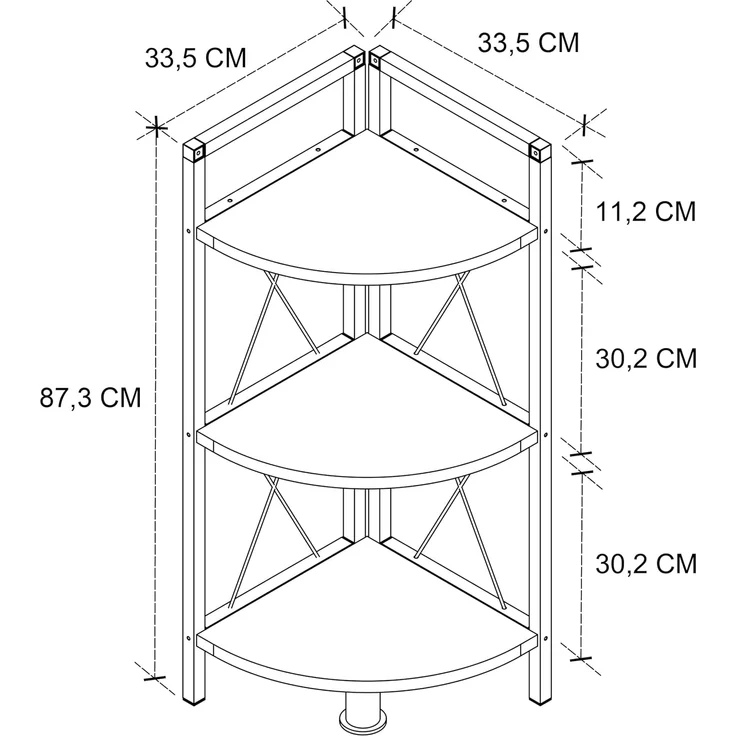 VCM Standregal Insasi 919826 Weiß H. 87 x B. 34 x T. 34 cm – Bild 3