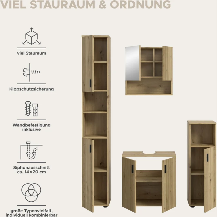 Badkombination B/H/T: 150x192x30 cm in Artisan Oak Nachbildung und -- – Bild 10