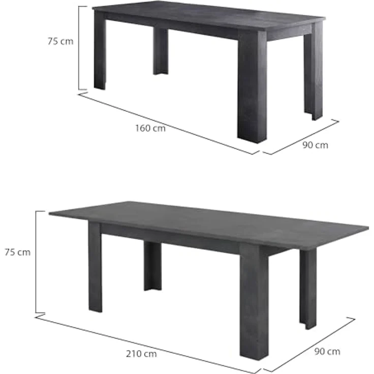 Dmora - Ausziehbarer Tisch Natan, Ausziehbare Konsole für bis zu 12 Sitzplätze, Ausziehbare Konsole 100 % Made in Italy, 160/210 x 90 x 75 cm, Schiefer – Bild 2