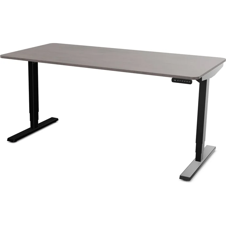 ASSMANN Elektrisch höhenverstellbarer Schreibtisch Y-Line Curved 160x80cm Sichtbeton Anthrazit Schwarz Metall Holz – Bild 1