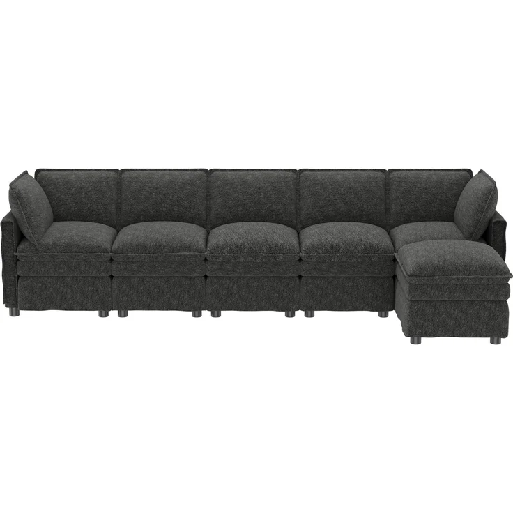 ZUBALIYA Wohnlandschaft 127x91 cm, mit Chenille - Bezug, mit Samtbezug, mit breiten Armlehnen, modular aufgebaut, Beige – Bild 21