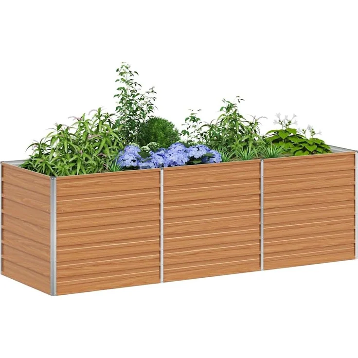 vidaXL Hochbeet Hellbraun 240 x 80 x 77 cm Verzinkter Stahl 42017336 – Bild 2