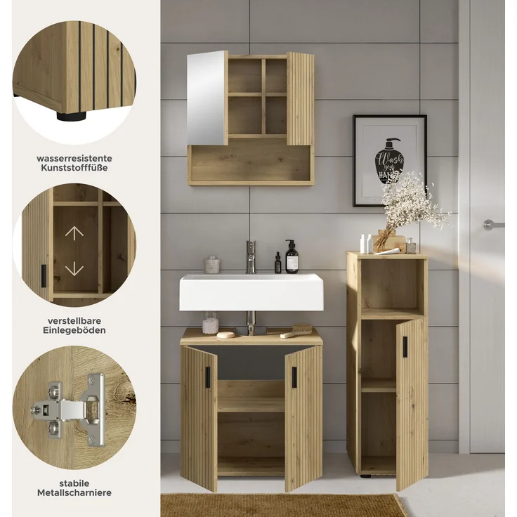 Badkombination B/H/T: 105x180x30 cm in Artisan Oak Nachbildung und -- – Bild 7