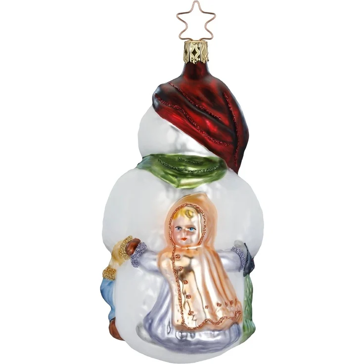 Tanz um den Schneemann 15cm Figuren Glasornament Inge-Glas Weihnachtsschmuck – Bild 2