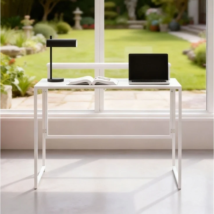 Klappschreibtisch mit abnehmbarem Monitoraufsatz, 100x48x87,5 cm, Weiß – Bild 3