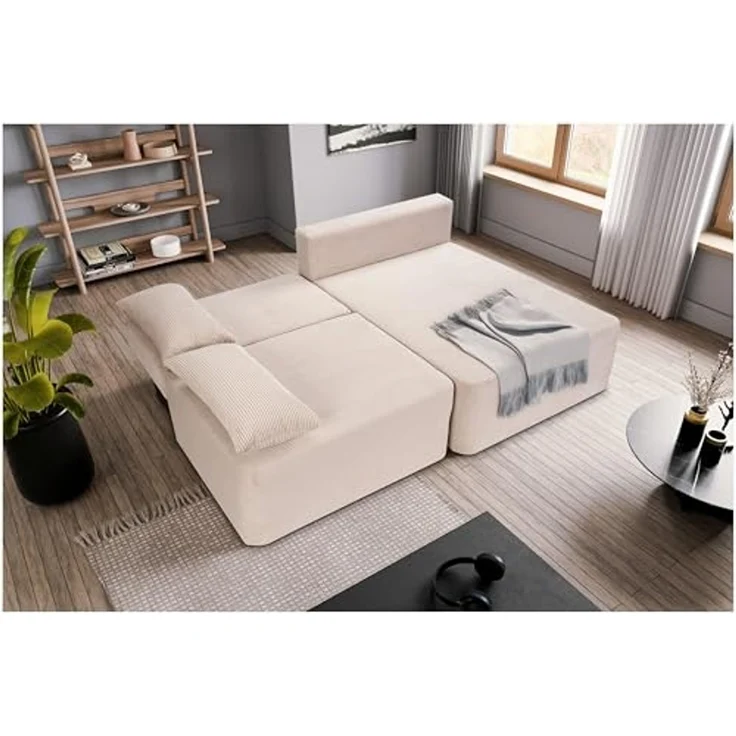 Ecksofa (B/H/T: 213x95x158 cm) in Grau-beige – Bild 7