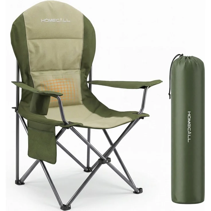 HOMECALL Campingstuhl Hochlehner 110cm mit Lendenwirbelstütze Klappstuhl Angelstuhl Faltbar (Bis 150kg, gepolstert, faltbar, stabil, 1 St), für Camp Garten Balkon – Bild 1