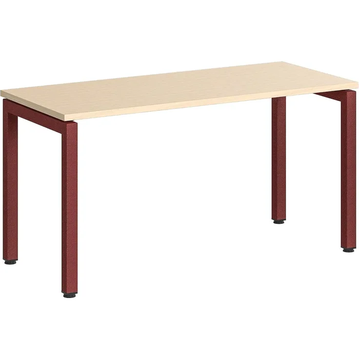 Steelcase Ottima Portico Homeoffice-Schreibtisch in fixer Höhe, Melamin-Tischplatte in der Ausführung Klare Eiche und Gestell in der Farbe Merlot, einfache Montage (140x60 cm)