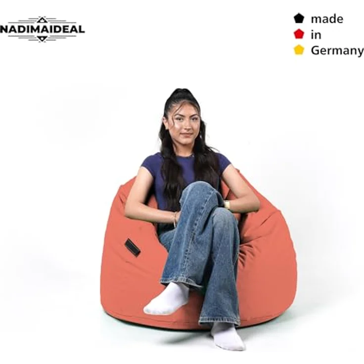 Nadimaideal Sitzsack Tropfenform Kastanie | Bodenkissen für Kinder & Erwachsene | Indoor & Outdoor | Gaming Sitzsack - Sitzkissen - Beanbag | Füllung EPS Perlen (Sunflower, XXL-Durchmesser 88 cm) – Bild 5