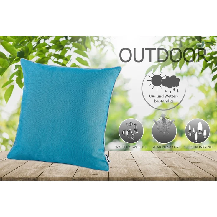 heimtexland ® OUTDOOR Lounge Dekokissen LOTUS EFFEKT wetterfest 45x45 Garten Kissen Outdoorkissen Typ551 dunkelgrau – Bild 2