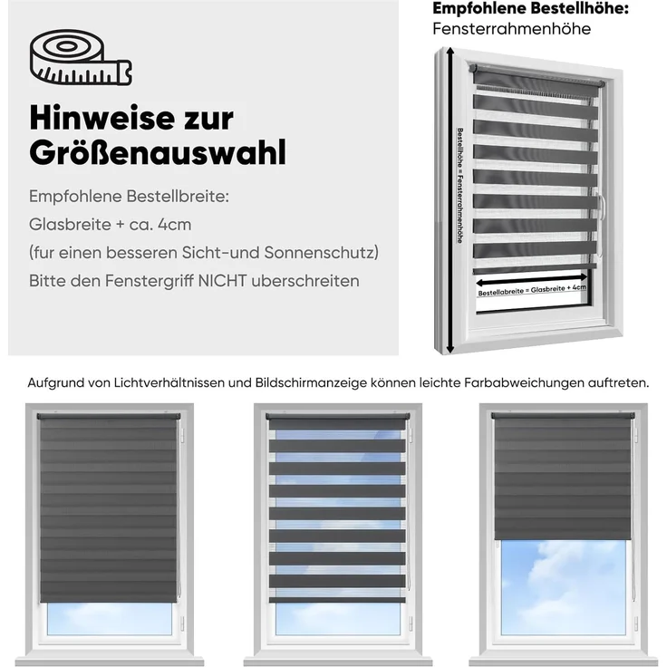 Doppelrollo Duo Rollo Klemmfix ohne Bohren für Fenster Rollos Jalousie Faltrollo, Sekey, freihängend, Klemmträger, Montage mit oder ohne Bohren möglich – Bild 4