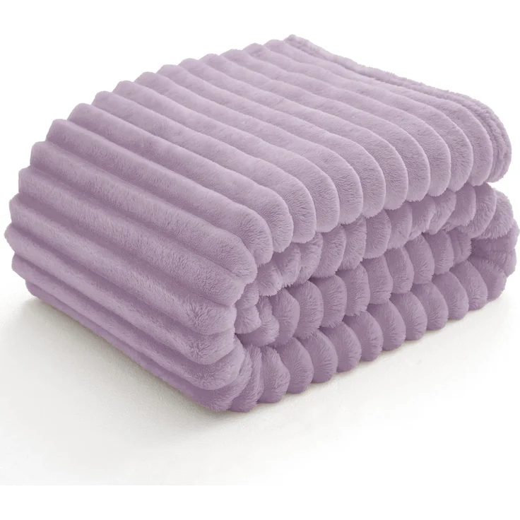BEDELITE Kuscheldecke Flauschig Decke Klein - weiche Flanell Decken Lavendel 125x150 für Sofa, Deko Streifen Cord Fleecedecke als Sofaüberwurf für Wohnzimmer, Throw Blanket Wide Use – Bild 8