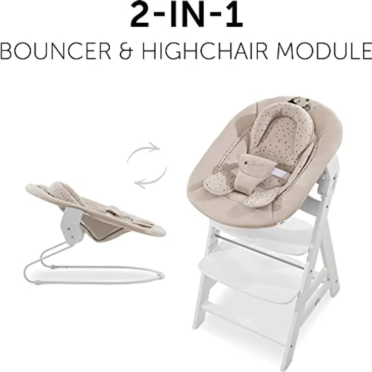 Hauck Babywippe Alpha Bouncer 2in1 kompatibel mit Hauck Hochstuhl Alpha+ und Beta+, Baby Wippe für Neugeborene ab Geburt bis 13 kg, mit Sitzverkleinerer, Shaukelfunktion, Winnie the Pooh Beige – Bild 4