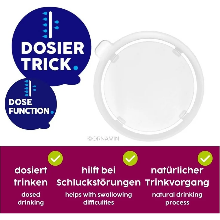 Ornamin Schnabelbecher 2-Henkel-Becher mit Trink-Trick und Schnabelaufsatz/ Trinkaufsatz, 2-tlg, Kunststoff, Trinkhilfe l Alltagshilfe l Schnabeltasse l BPA-frei l Made in Germany – Bild 4