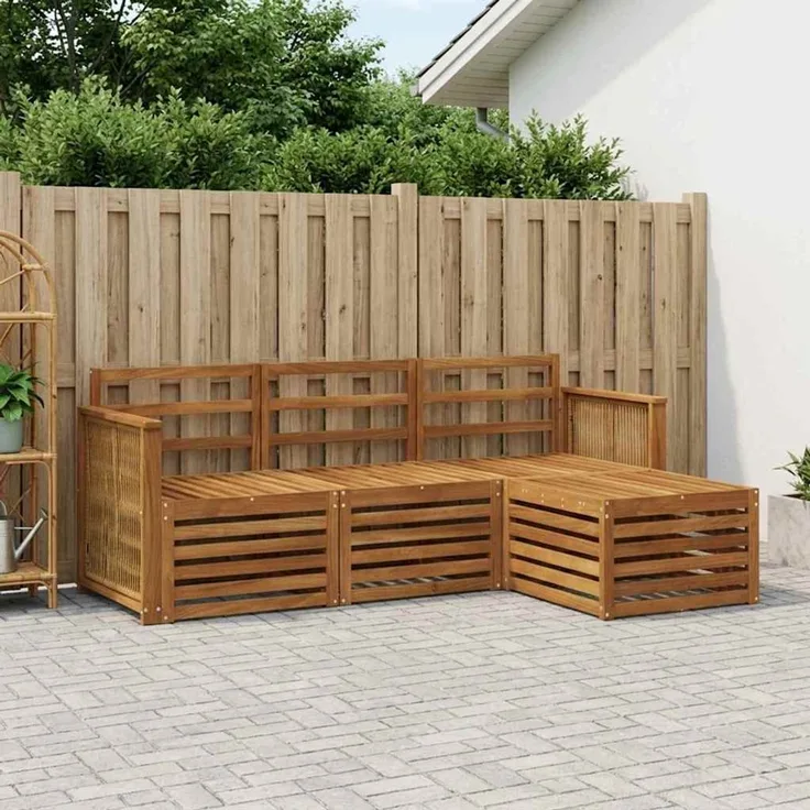 vidaXL Outdoor-Sofagarnitur 4 stk. 4-Sitzer Natur Massivholz Akazie 3384205
