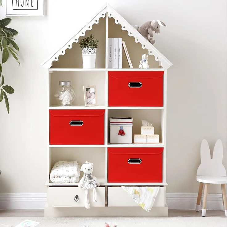 ABC Faltbare Aufbewahrungsbox aus Stoff mit Deckel und Metallgriff, 3er-Set, rot – Bild 3