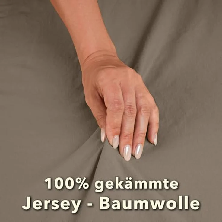 STUDIO Basic Topper Spannbettlaken 140x200 cm, 100% gekämmte Baumwolle, Oeko-TEX 100, Markenqualität, Bettlaken 140x200 Topperbezug Jersey - Taupe – Bild 6