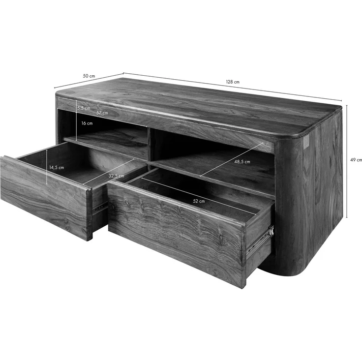 TV-Board Sheesham 128x50x49 smoked cherry gebeizt TORONTO #107 – Bild 6