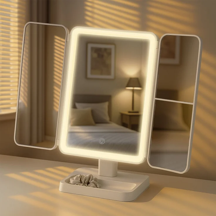 CLP Schminkspiegel Otley LED 3 Lichtfarben dimmbar mit Vergrößerung und USB,weiß – Bild 1