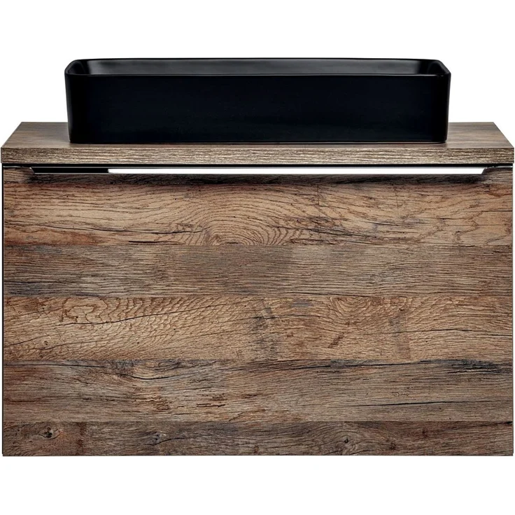 Waschtischunterschrank 80cm mit Keramikbecken PUEBLA-56 in Vintage Oak, B/H/T ca. 80,4/59,5/46 cm – Bild 3