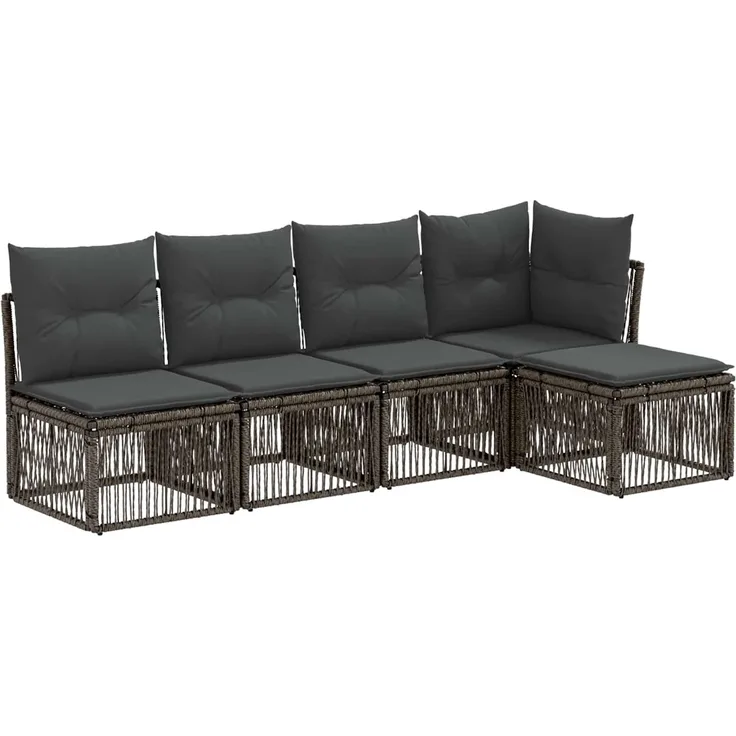 vidaXL Gartensofa-set 5 pcs Grau Poly-Rattan 3434192