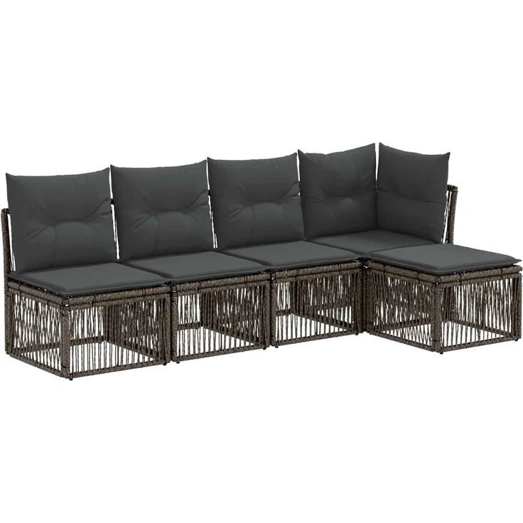 vidaXL Gartensofa-set 5 pcs Grau Poly-Rattan 3434192 – Bild 1