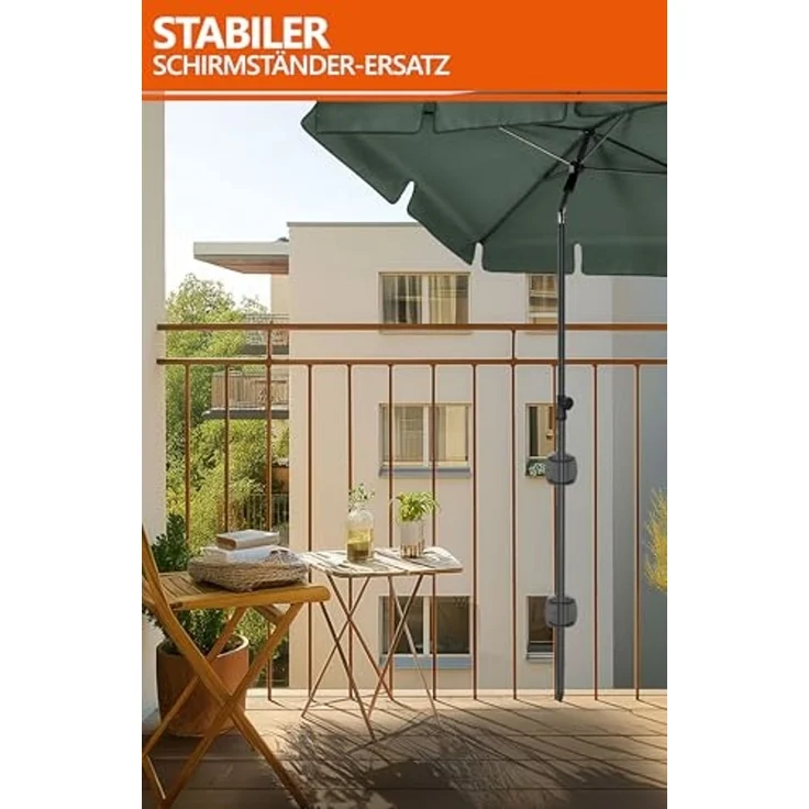 4smile Sonnenschirm Balkon SunnyShade, 200x125 cm, Grün - UPF 50+ Sonnenschirm rechteckig als Sonnenschutz Balkon - SunnyEasy Balkon-Schirm mit 2 x Sonnenschirmhalter + Sonnenschirmhülle – Bild 4
