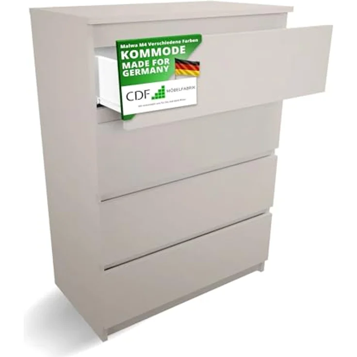 CDF Kommode Kashmir mit 4 Schubladen 97 cm Hoch Sideboard Schmale Komode Schlafzimmerkommode für Flur Büro Schlafzimmer Wohnzimmer Schubladenschrank Regal mit Schubladen Schrank Modernes Möbelstück – Bild 2