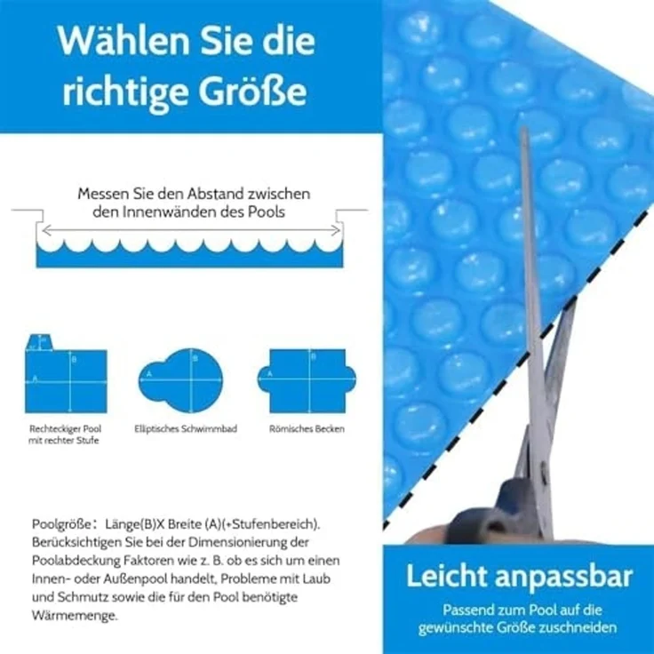 Pool Solarfolie 549 cm in blau Solarplane Solarheizung Abdeckplane Poolheizung Wärmeplane Ösen – Bild 5
