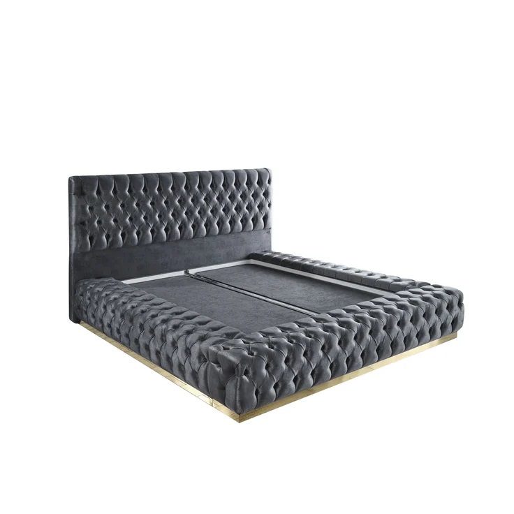 Schlafzimmer-Set "Liora" – Bett mit Bettkasten und Matratze, Nachttisch, Kommode-Anthrazit – Bild 10