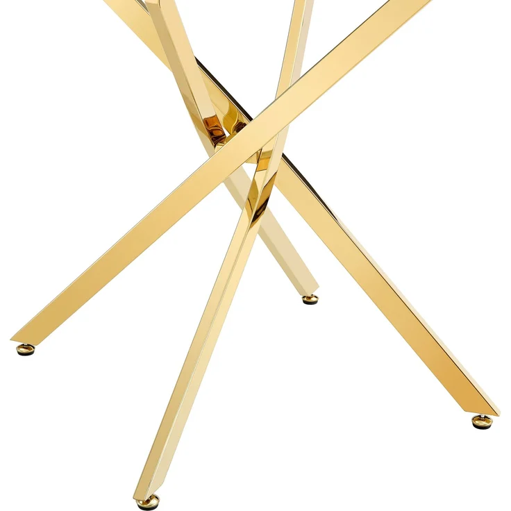 Esstisch 88x75 cm aus gehärtetem Glas und Metallgestell in Gold – Bild 8