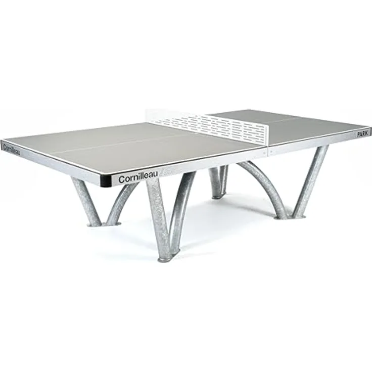 Cornilleau Tischtennisplatte "Park 2025", wetterfeste Melaminplatte mit robustem Kantenschutz, grau, rollstuhlgeeignet, 274 x 152,5 x 76 cm
