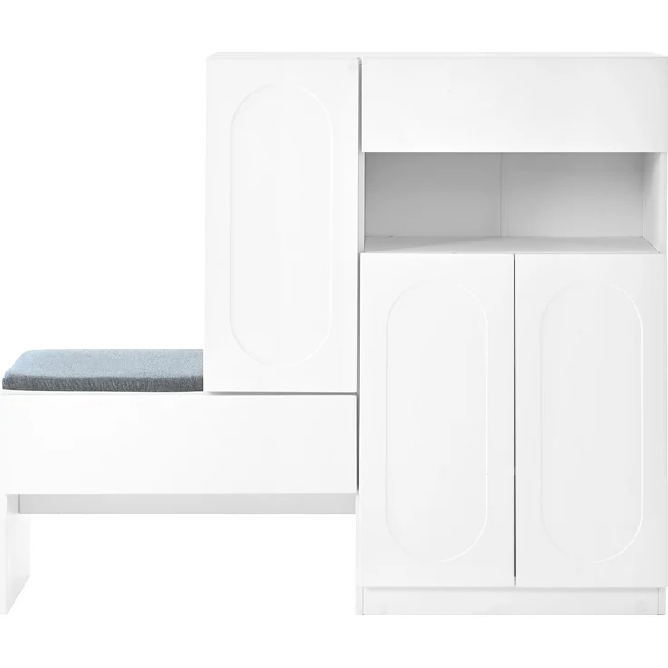 Weißer Schuhschrank mit Sitzbank und höhenverstellbaren Fächern 130 cm Moderner Schuhorganizer für Diele mit Soft Close Funktion Schuhregal Aufbewahrungsbank mit abnehmbarer Sitzauflage và Kippsicherung, 130cmx35cmx110cm, Weiß – Bild 9