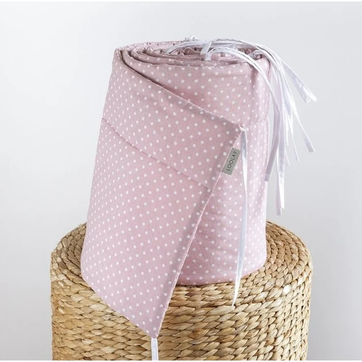 Loolay Bettnestchen Mini Punkte ROSA Bio-Baumwolle Atmungsaktives Babybett BETTUMRANDUNG, (Mädchen Babyausstattung Erstausstattung für Kinderbett 140x70 o. 120x60 cm, Umrandung Kopfschutz Bett Schutz Bettschlange 420, 360, 210, 180x30cm), Babyshower Pr... – Bild 4
