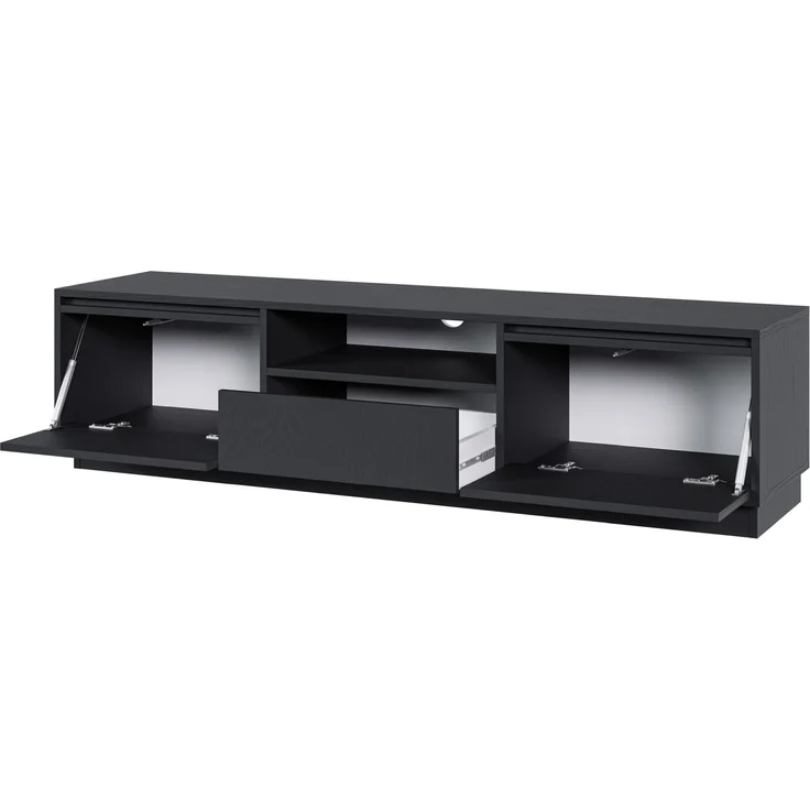 Selsey 'Evo' TV-Möbel 2-türig mit Schublade, schwarz, ca. 33 x 154 x 39 cm – Bild 7