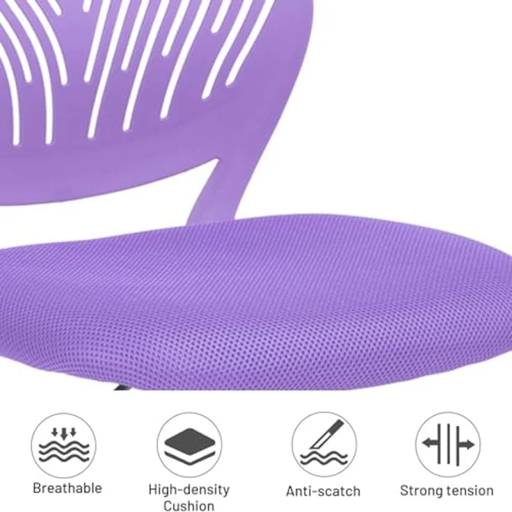 FurnitureR Kinder Schreibtischstuhl, höhenverstellbarer Drehstuhl mit kleinem Loch Rückenlehne Design, geeignet für Kinderzimmer oder Arbeitszimmer, lila I – Bild 5