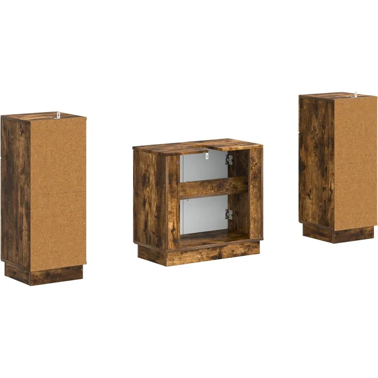 vidaXL 3-teiliges Badezimmer-Schranksystem HOORN 3 stk. Raucheiche 3418040 – Bild 5